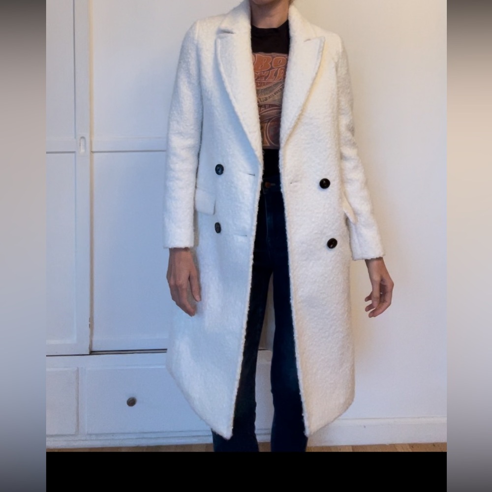 White textured pea coat!